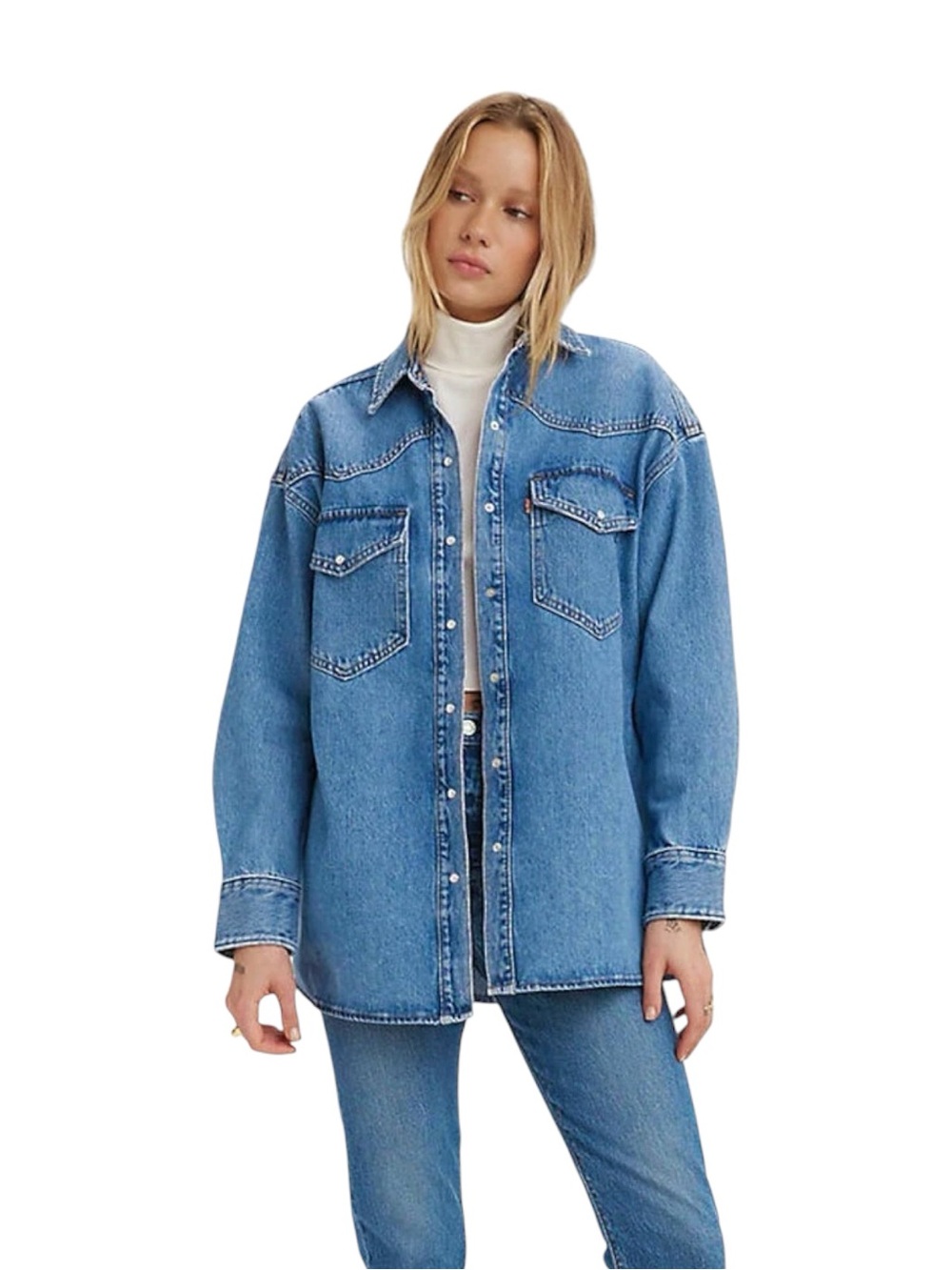 Levi's Dylan Oversized Western Denim Shirt Medium Blue
